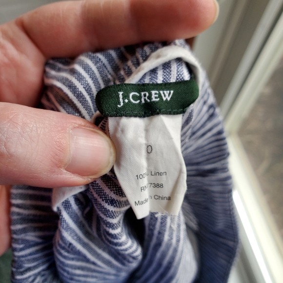 J Crew Monterey Linen Skirt Drawstring Blue Striped Size 0 - Picture 4 of 4